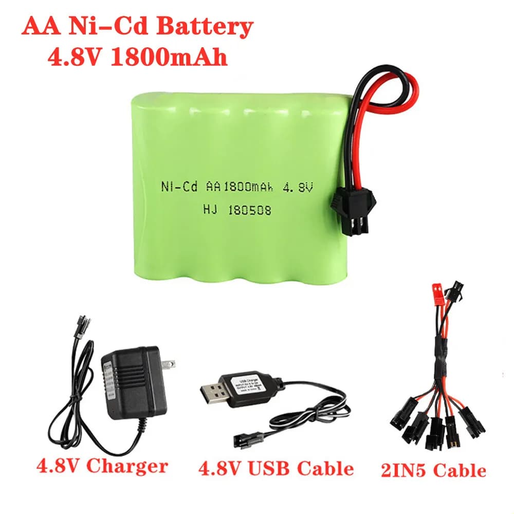 Batteria 4.8V 1800mAh Ni-Cd AA con caricabatterie per RC Car Robot Tank Gun Boat Part 4.8v 1800mah 4.8v batteria ricaricabile