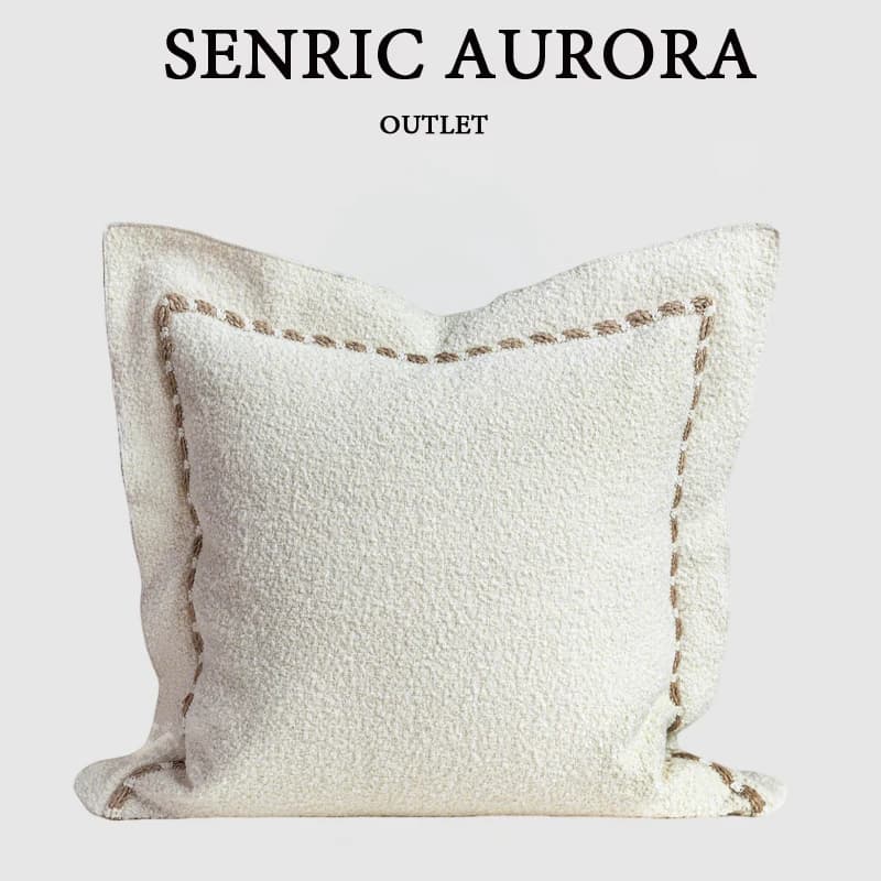 Fodera per cuscino di lusso 45x45cm beige con bordo volante per casa, hotel, letto, soggiorno, divano