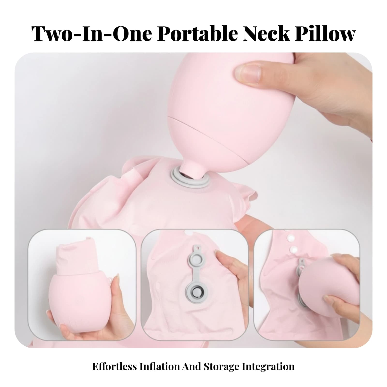 Compact Ice-Silk Inflatable Neck Pillow Rest Aid Travel Neck Pillow Portable