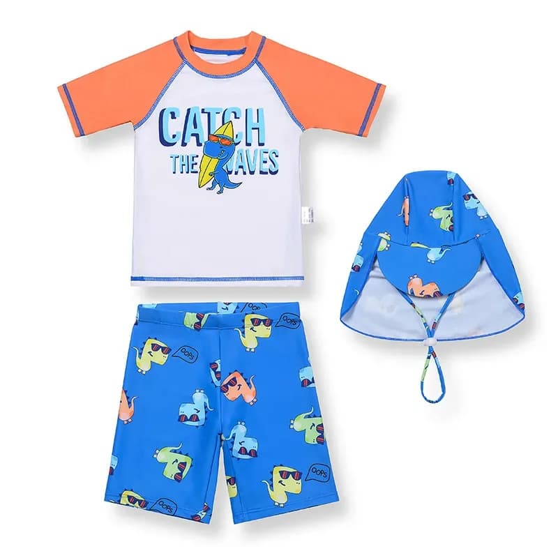 Costume da bagno per ragazzi adolescenti con cappuccio da nuoto, ad asciugatura rapida, professionale, per bambini, con protezione solare, a maniche corte, per surf