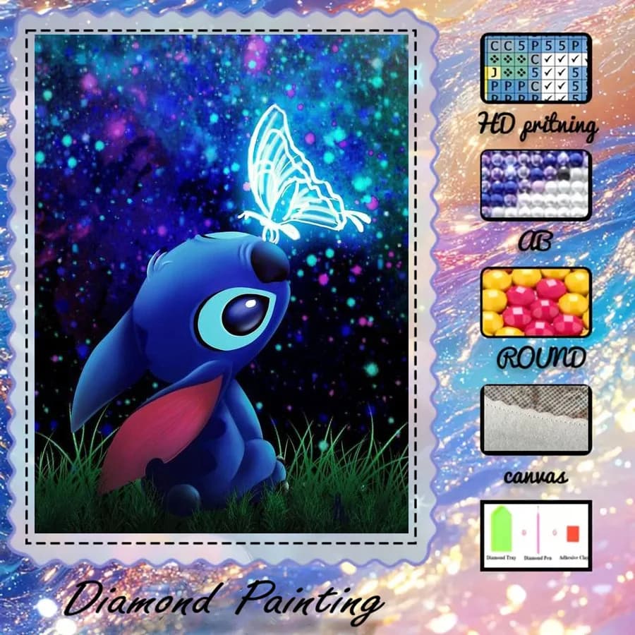 1 piece - Potdemiel-5D-DIY - Flocking cloth - Special drill - Diamond painting set - Blue monster - Diamond art