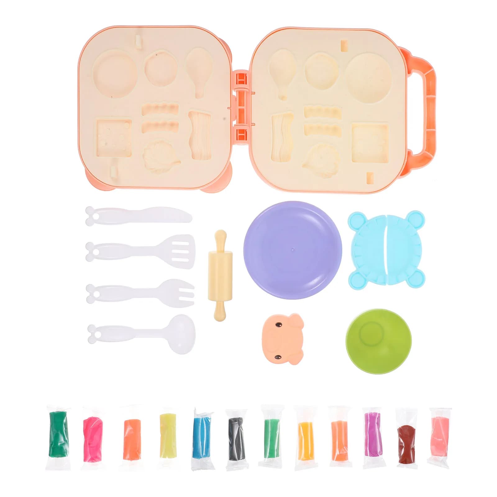 Set di Attrezzi per Bambini, Stampi in Plastica Sicuri e Antiaderenti per Lavori in Argilla Fai-da-Te, Gioco Educativo e Creativo per Casa