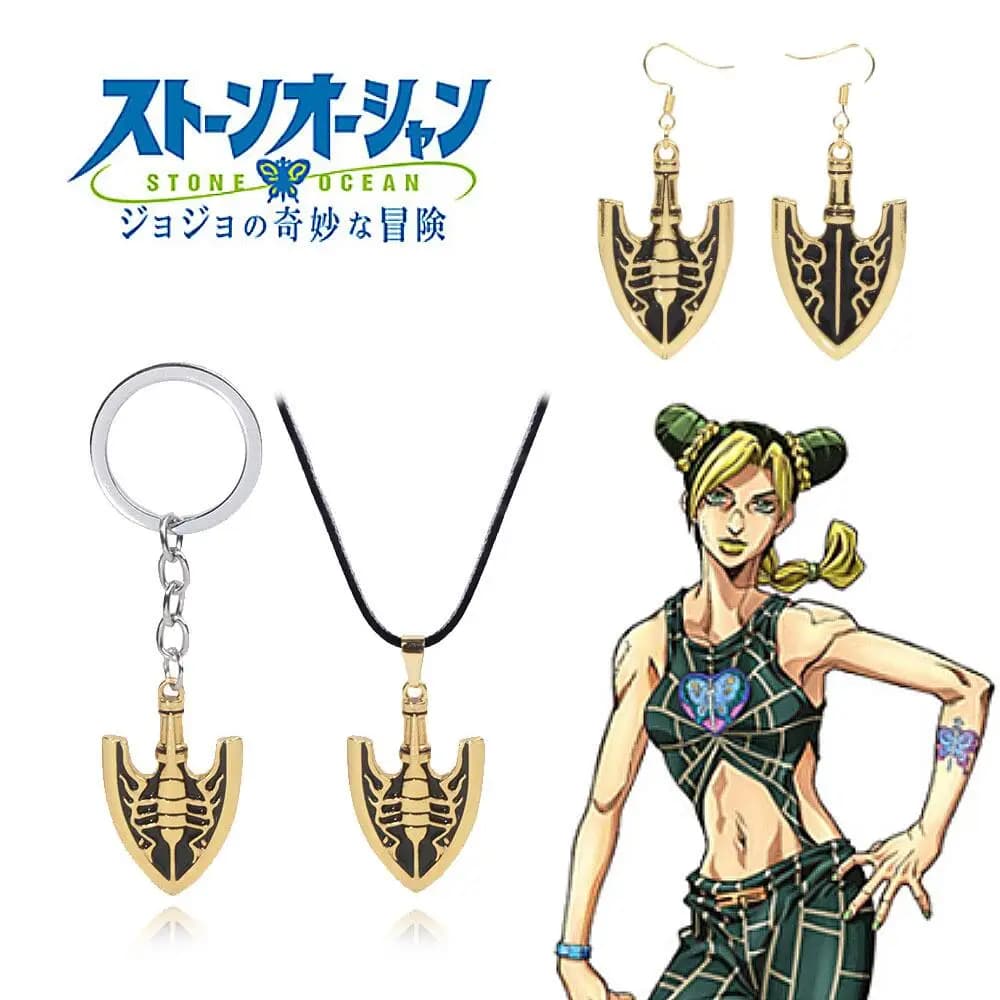 Anime JOJOS BIZARRE ADVENTURE Keychains Kujo Jotaro Arrow Metal Pendant Chain Choker Necklaces Charm Jewelry Gift