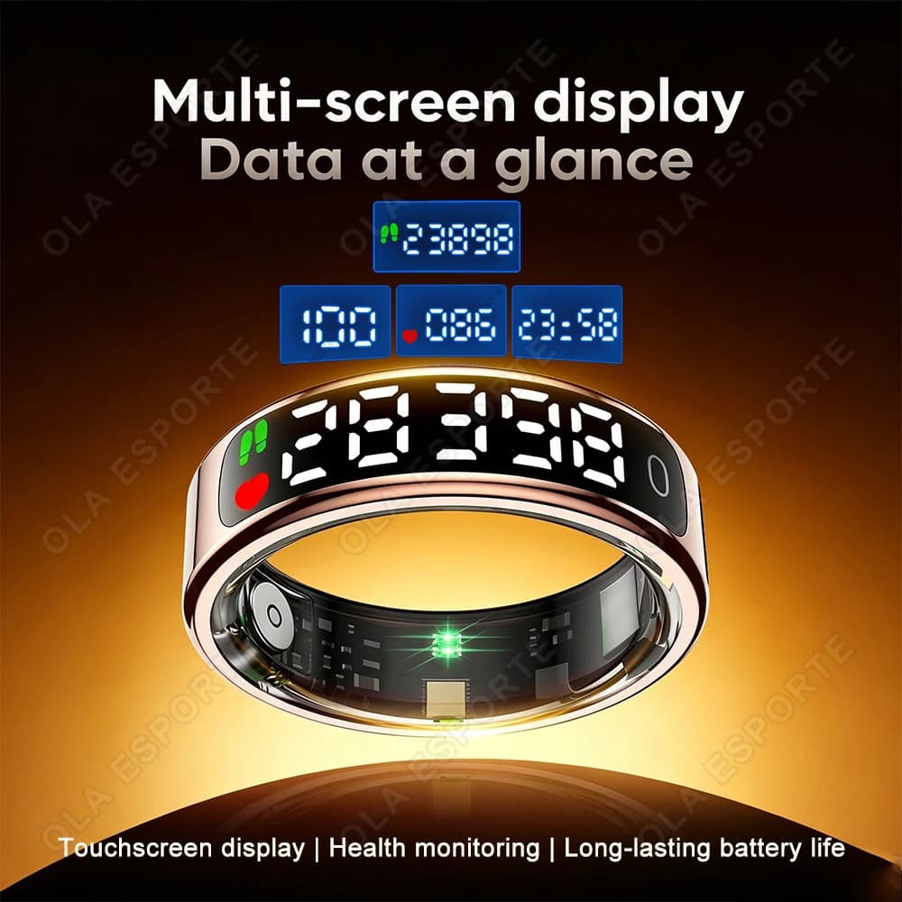 Anello Intelligente con Display e Gestione della Salute Touch, Controllo Video con Gesti, Impermeabile 5ATM, per Uomini e Donne, Smartring 2026 Nuovo