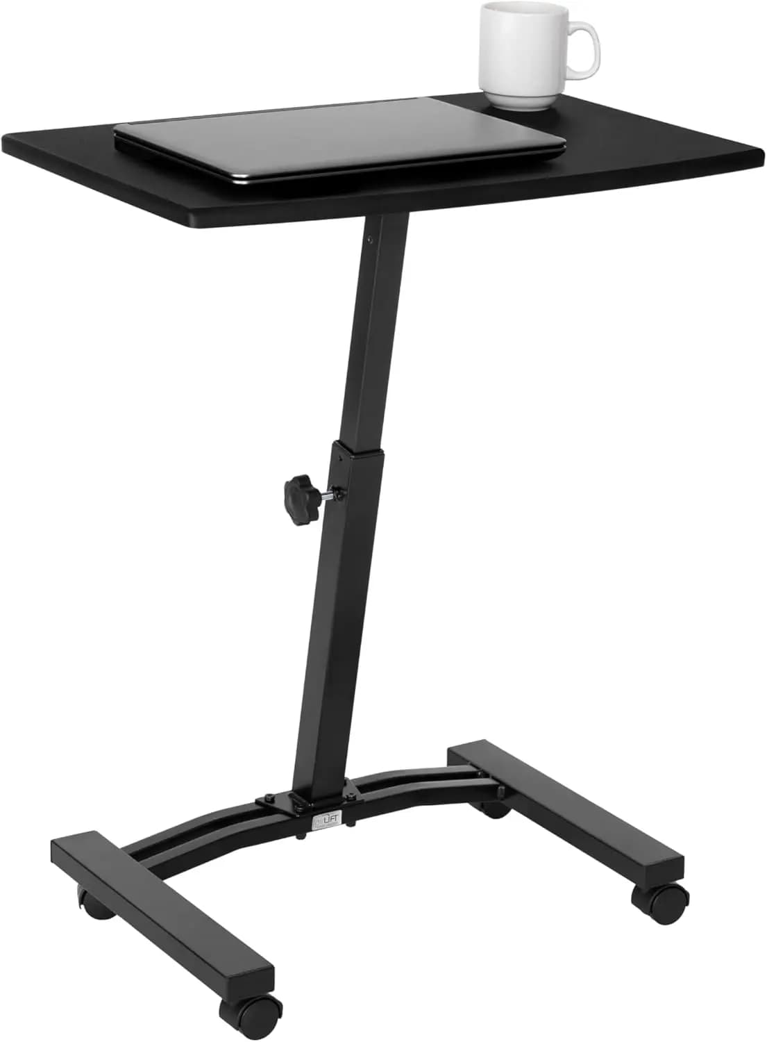 Supporto per laptop regolabile in altezza, scrivania mobile con ruote per casa, ufficio, aula, nero