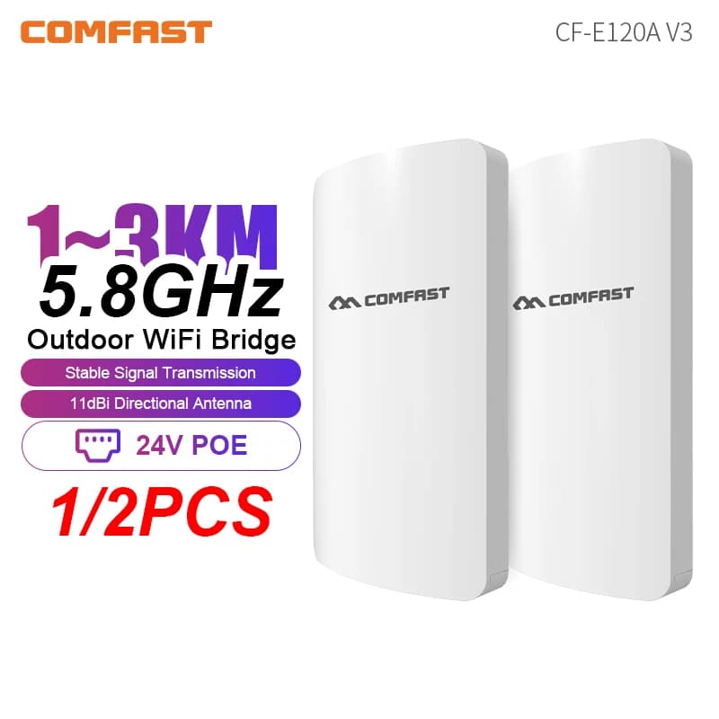 COMFAST 5.8G 300M Wifi esterno CPE Bridge Router Wifi Extender a lungo raggio Ripetitore Punto di accesso AP Antenna 12dbi Ponte wireless