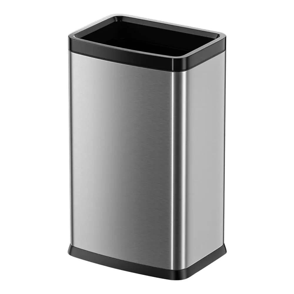 25L Stainless Steel Square Trash Can, Large Kitchen Garbage Bin, Open Top Waste Basket for Office