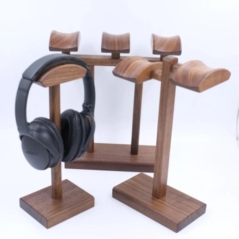 Supporto per cuffie ECHOME supporto per cuffie in legno di noce nero Display cuffie doppie in legno massello personalizzate regali di supporto universali