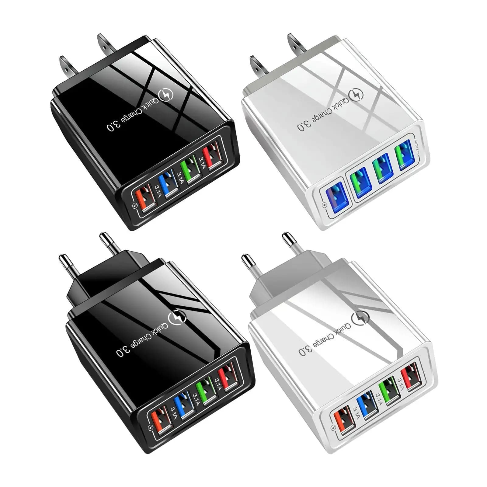 Phone Charger 4X Faster Phone Wall Charger Ultra-Fast Charging USB Adapter Charge Four Devices At Once For Smartphones & Tablets