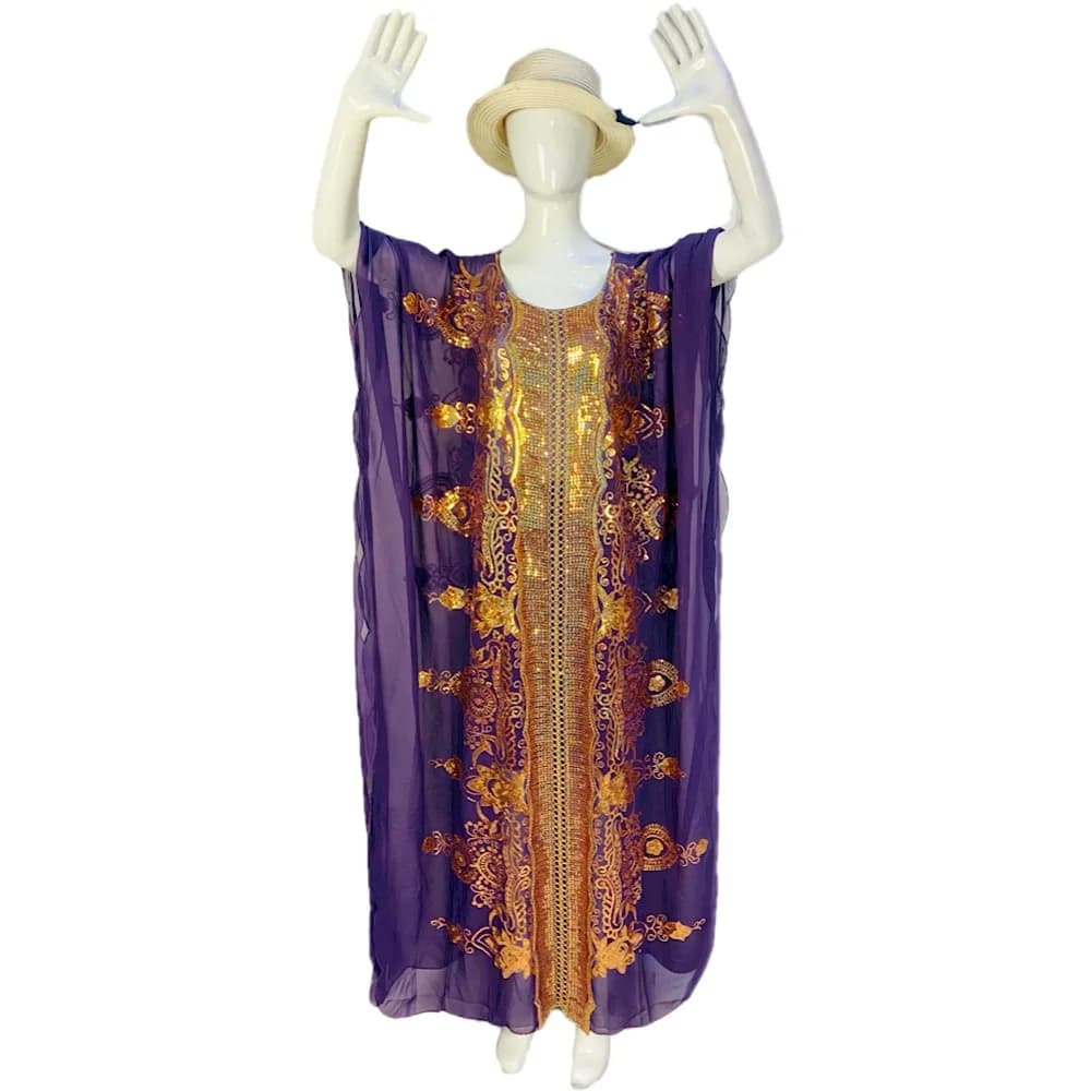 Abiti africani taglie forti con paillettes per donna Abiti estivi africani a mezza manica da sera lunghi maxi abiti moda musulmana Abaya