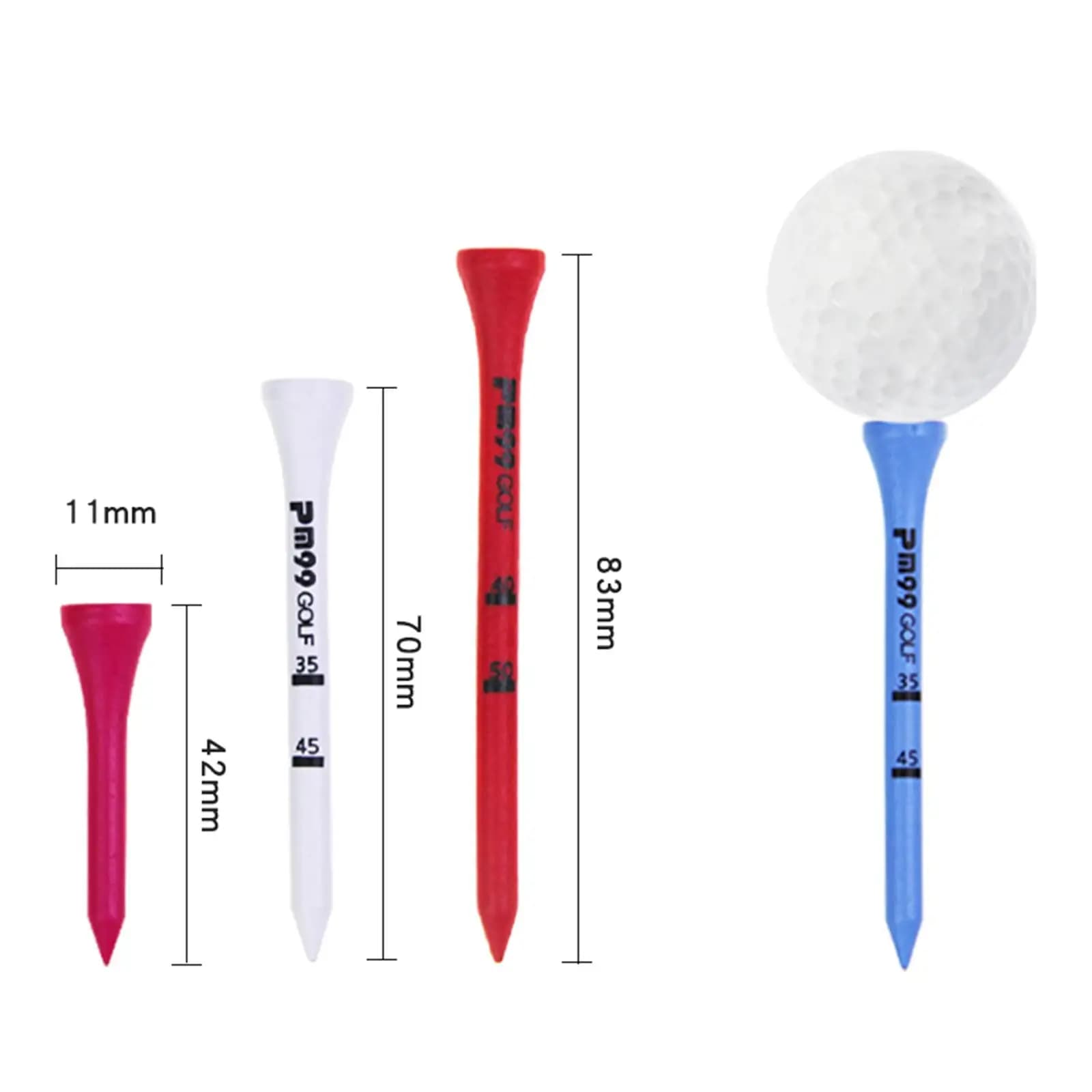 30 tee da golf professionali in legno multicolori riutilizzabili
