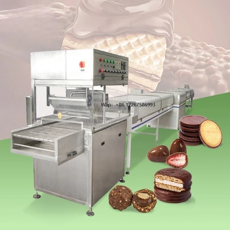 Linea di Produzione per Ricopertura e Glacizzazione di Barrette di Cioccolato, Tunnel di Raffreddamento a Nastro da 400mm-1000mm per Macchine per Cioccolato