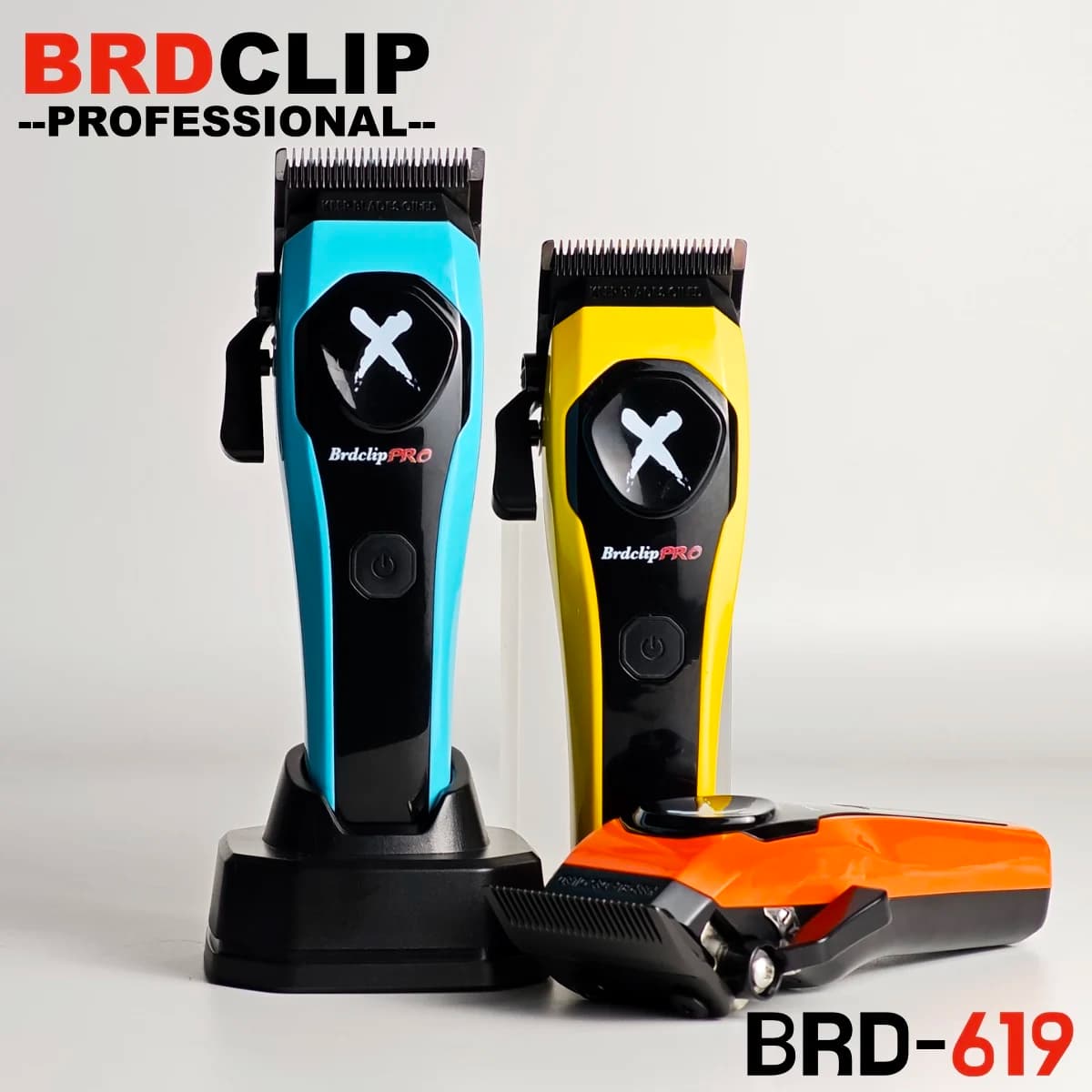 Professional Electric Haircuts BRD 619 High Speed Motor 7500 RPM DLC Faded Blade With Base Barber Machine BRDCLIP