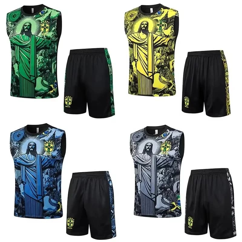 New Brazil Sleeveless Training Vest Short Football Jersey No Brand Origin China Sportswear And Accessories Football Match Suits