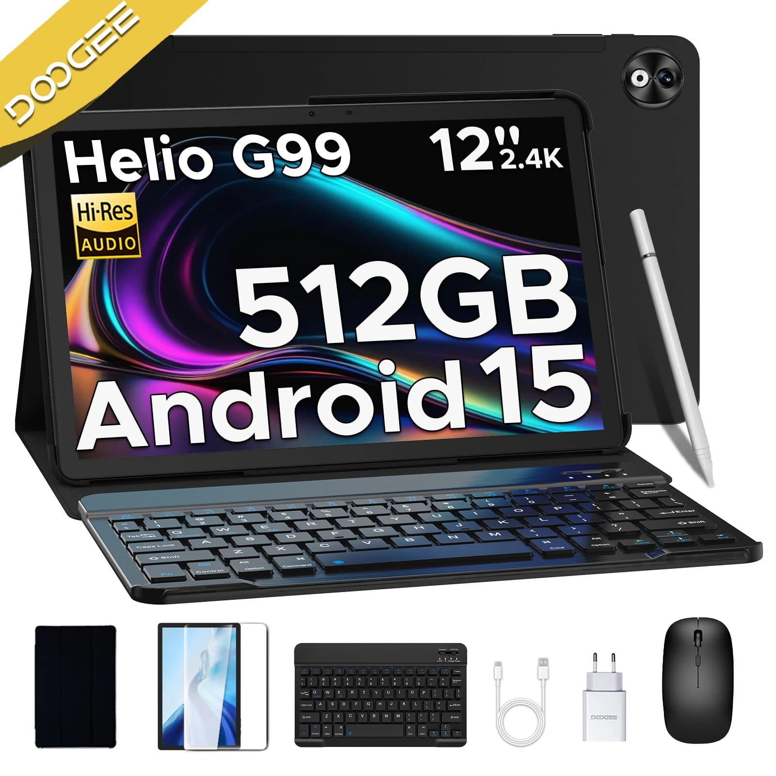 Tablet DOOGEE T40 Pro 12" IPS 2.4K Ultra-sottile 7.6mm 20GB(8+12) 512GB Helio G99 Batteria Grande 10800mAh Quad Speaker PC Smart Pad