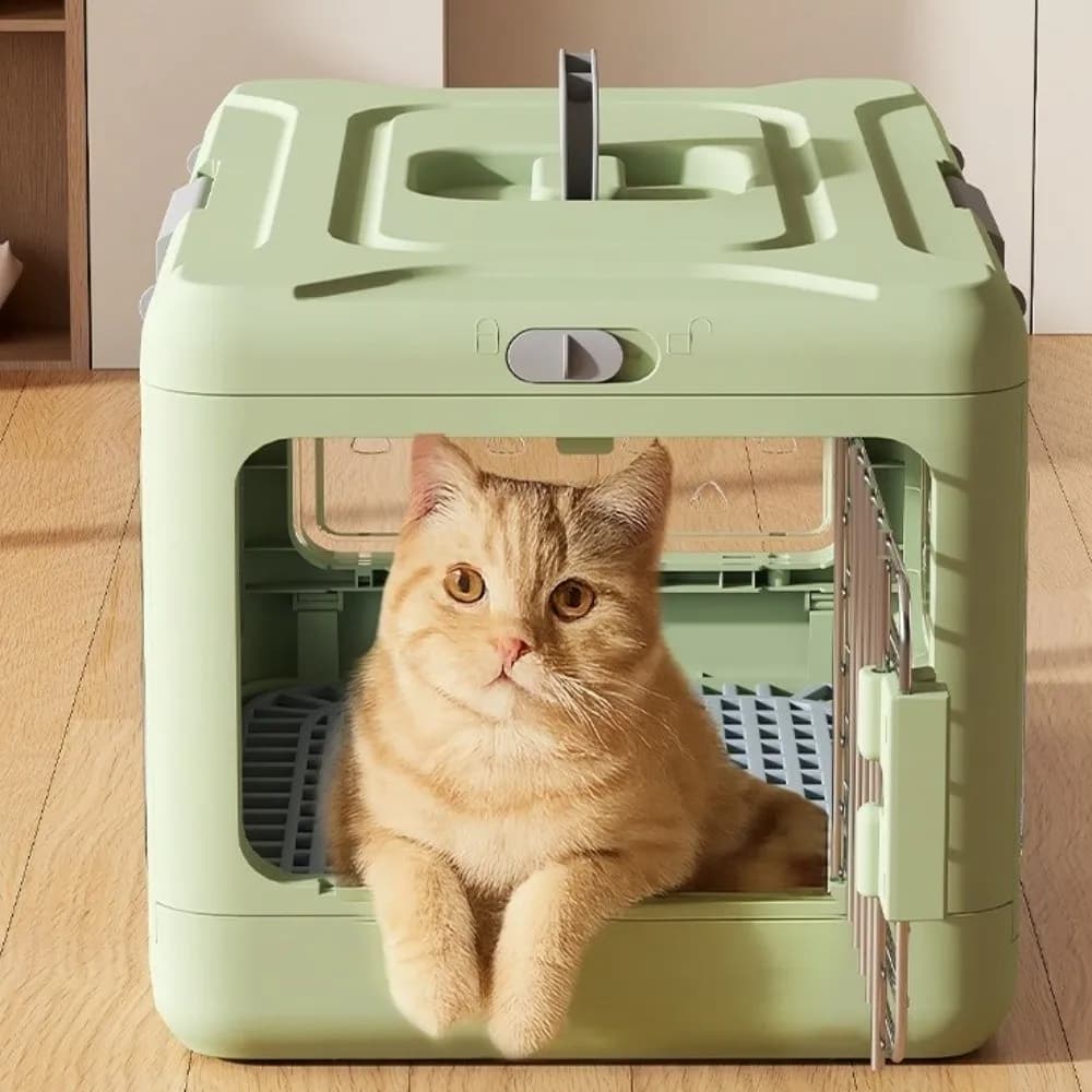 Drop-resistant Collapsible Pet Carrier Box Plastic Thickening Cat Transport Box Breathable with Handle Dog Kennel Car Carrying