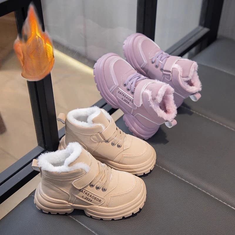 Stivali invernali per bambini Stivali da neve caldi alla moda Stivali da esterno antiscivolo per ragazze Scarpe da studente Comode scarpe da trekking per bambini per ragazza