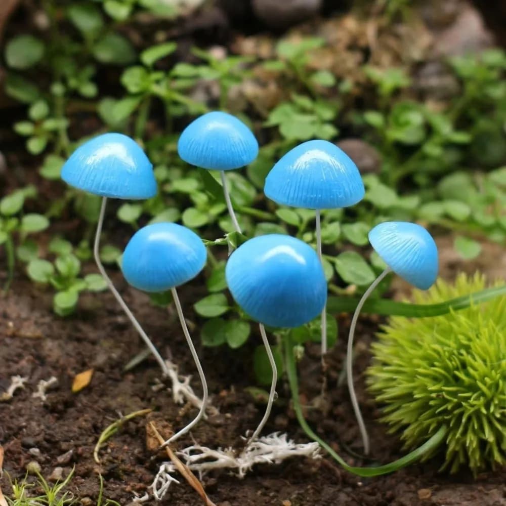 6PCS/SET Resin Simulated Mushroom Stakes Miniature Weatherproof Potted Plant Plugin Creative Mini Mushroom Ornament