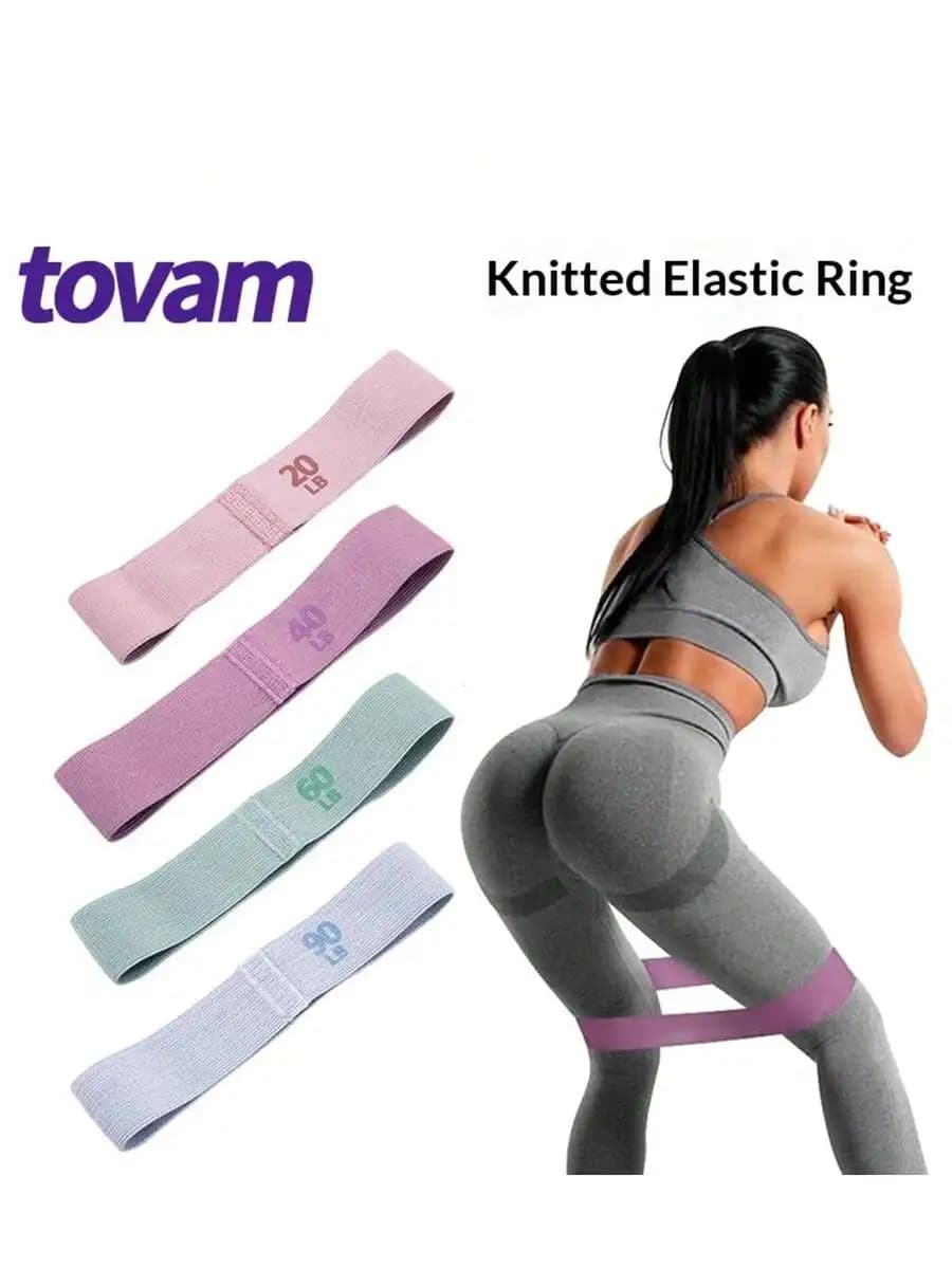 Set di 4 fasce di resistenza - Fasce elastiche ad alta resistenza - Adatte per squat, allenamenti ed esercizi - Utilizzabili in palestra, per l'allenamento e l'attivazione dei muscoli delle gambe, yoga