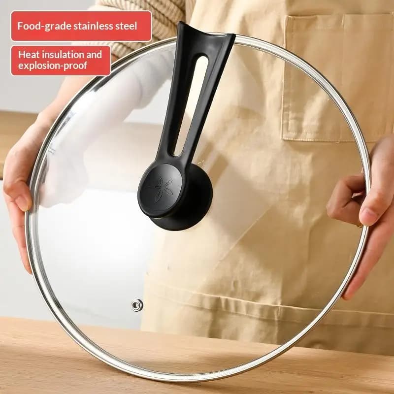 Tempered Glass Round Frying Pan Cover Visible Vertical Lid Pot Lid Cookware Parts Kitchen Accessories 14-34cm【Homeclub】