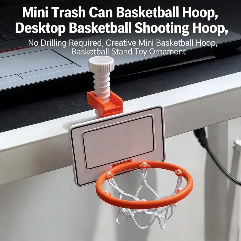 1 pcs Mini Basketball Canestro in Pattumiera Shape, Canestro Table Canestro, Mini Creative Basketball Basket, Ornament Toy with Basketball Canestro Support