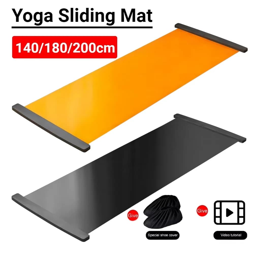 140/180/200 cm yoga mat, sliding mat for pilates, sports and fitness, with low impact exercise mat for balance and core training.