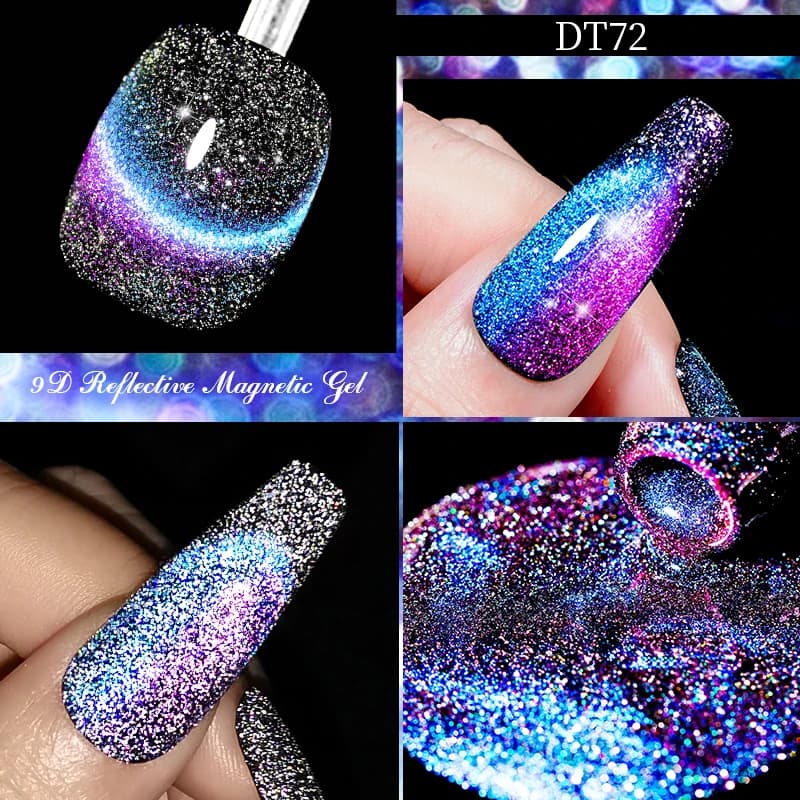 Smalto Semipermanente Magnetico 9D Effetto Gatto Riflettente Glitter Scintillante Effetto Arcobaleno Gel UV Soak Off Forniture per Unghie