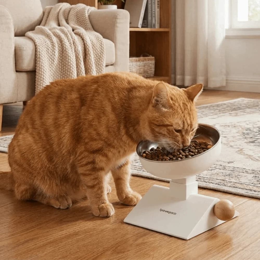 Stainless Steel Adjustable Height Cat Food Bowl Large Capacity Neck Protection Pet Feeder Bowl Anti-spill 750 ML Pet Water Bowl