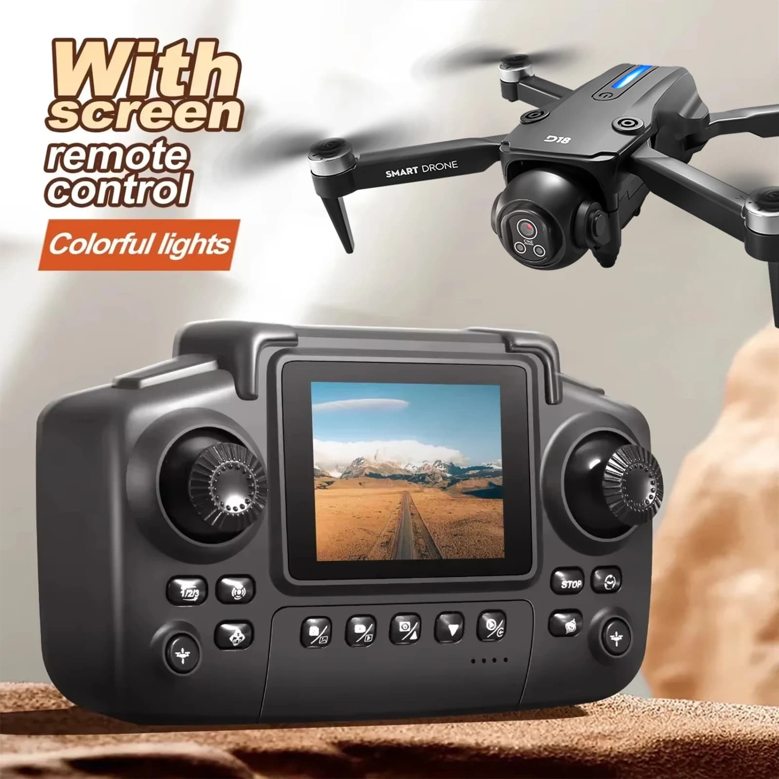 Nuovo Drone D18 con HD 8K 150 ° Quadricottero elettrico pieghevole con doppia fotocamera, sistema di evitamento ostacoli e funzione di fotografia aerea, giocattolo per bambini