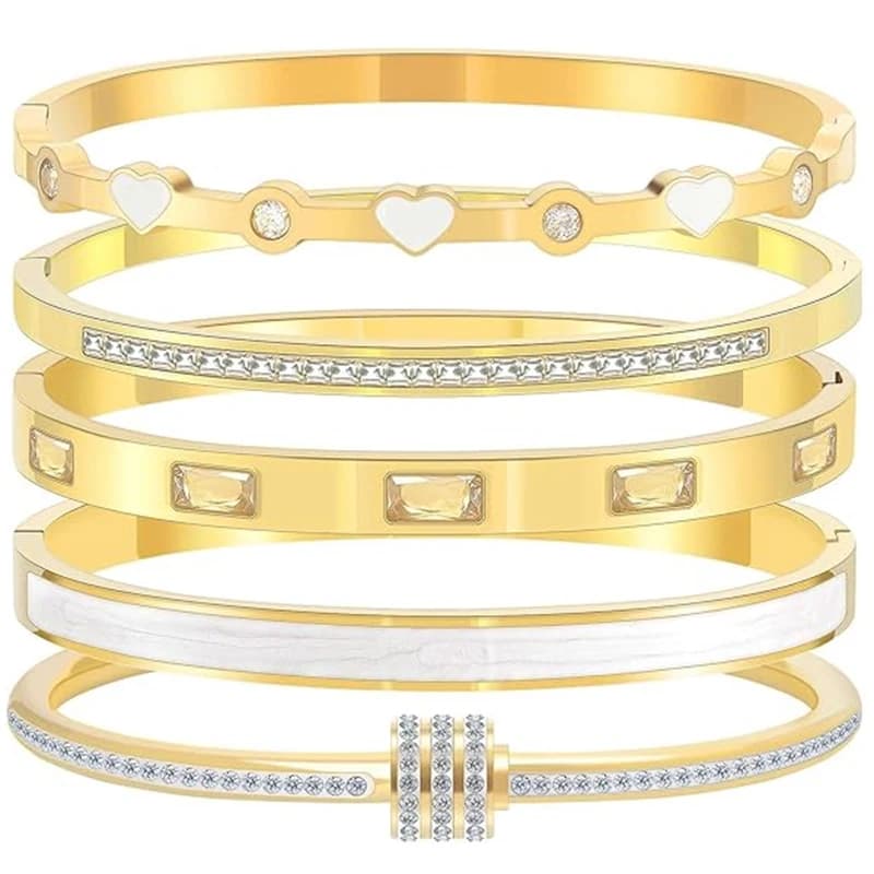 Gioielli firmati placcati in oro Bracciale rigido in acciaio inossidabile Accessori per donna Bracciali da donna Braccialetti da donna Tendenza 2025