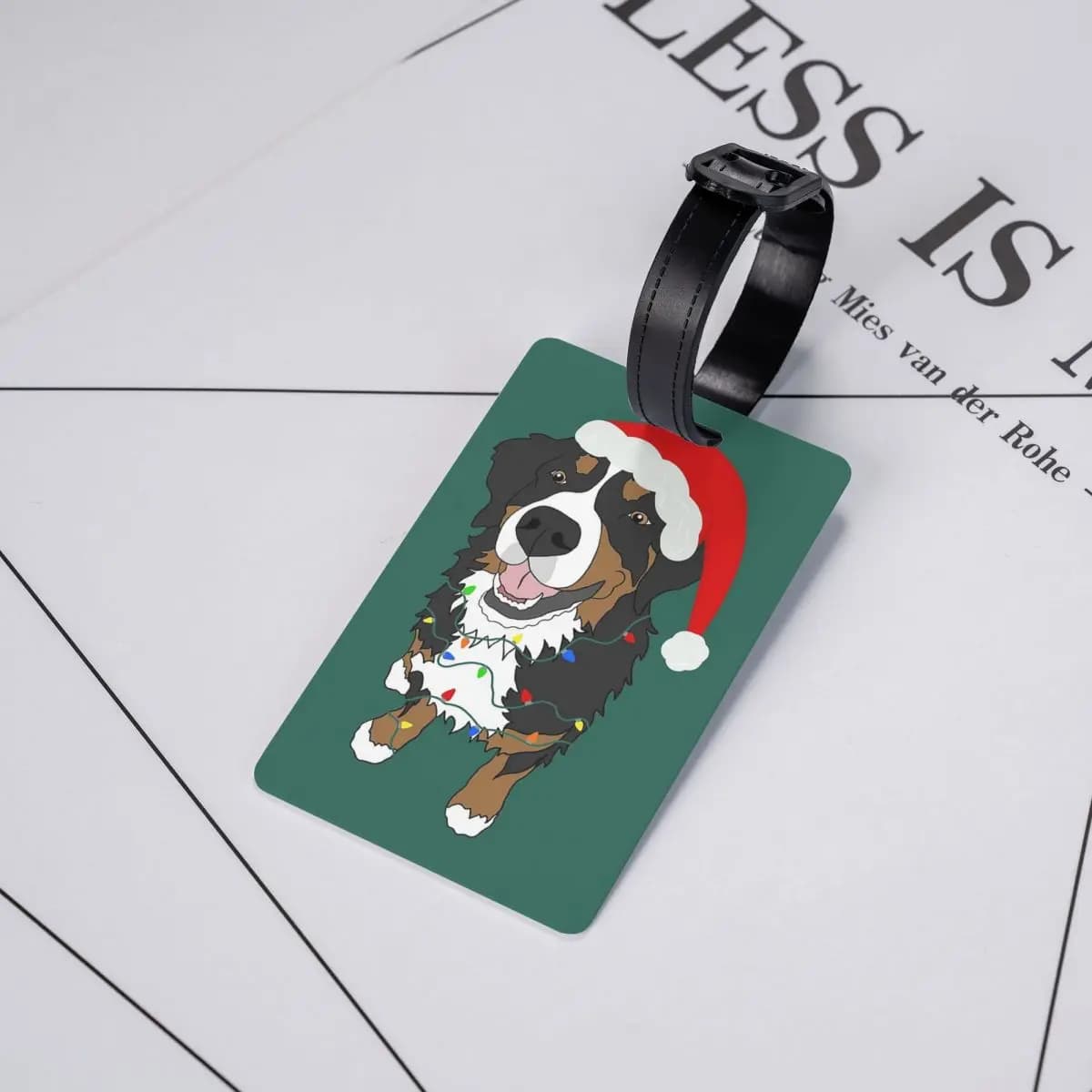 Etichette per bagagli con cane di montagna Bernese di Natale, accessori per valigie, etichetta per bagaglio da viaggio, porta etichette, identificativo, nome, indirizzo