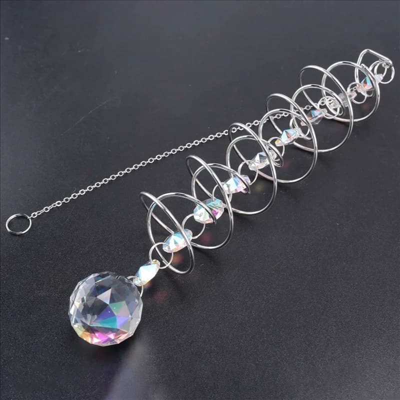A95I-2 Pezzi da 17,7 pollici Gazing Ball Coda a spirale, Girandola a vento decorativa Sun Catcher, Cristalli di vetro per la decorazione interna ed esterna