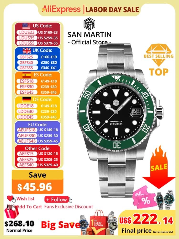 San Martin Nuovo 40mm Water Ghost Diver Orologio da uomo di lusso NH35 PT5000 Orologio meccanico automatico Zaffiro impermeabile 200m SN0017