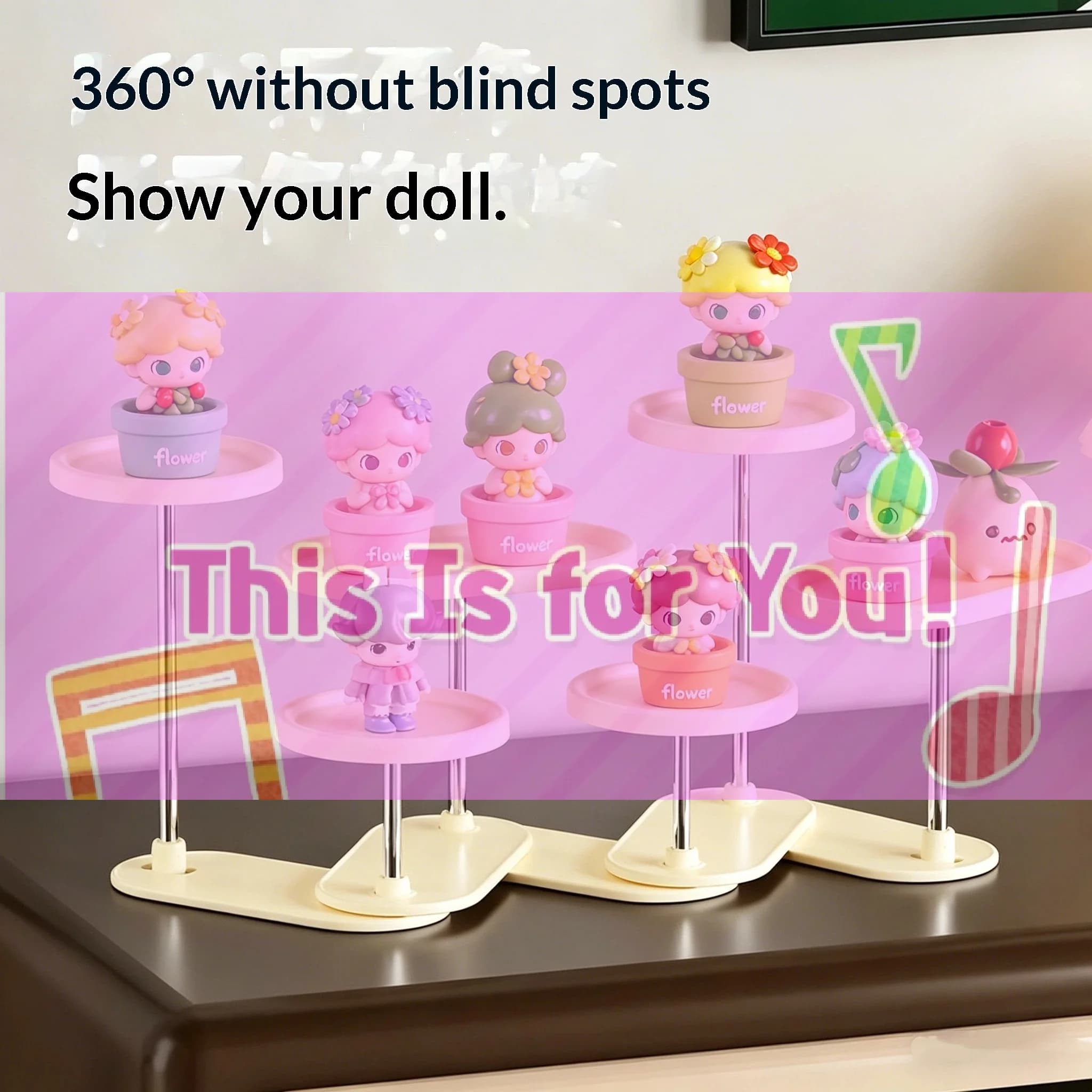 【HMA】Rotatable Multi Tier Doll Display Stand 360° View Organizer Shelf For Figures