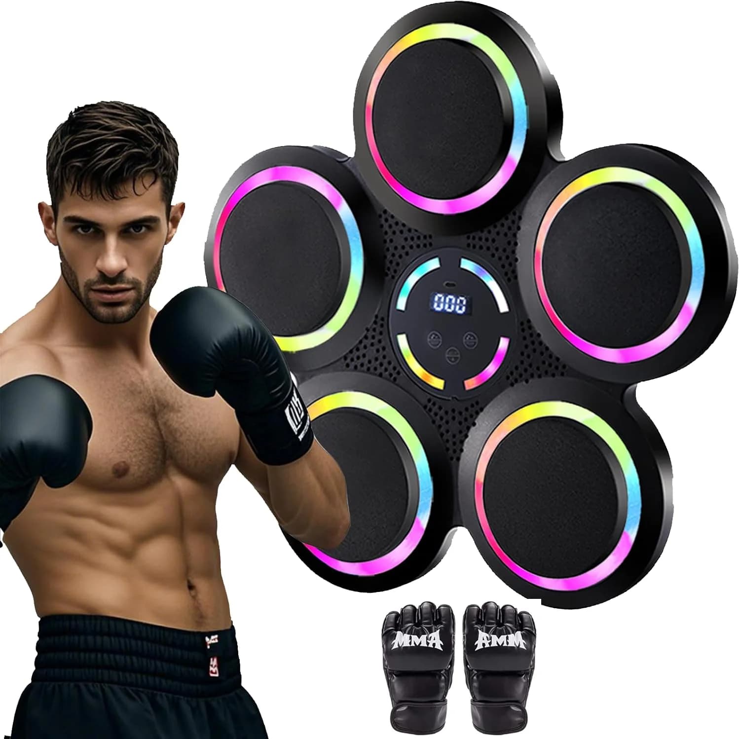 2026 New Arrival Electronic Home Gym Led Target Wall Mounted With Boxing Glove Training Smart Music Boxing Machinepromote Sales