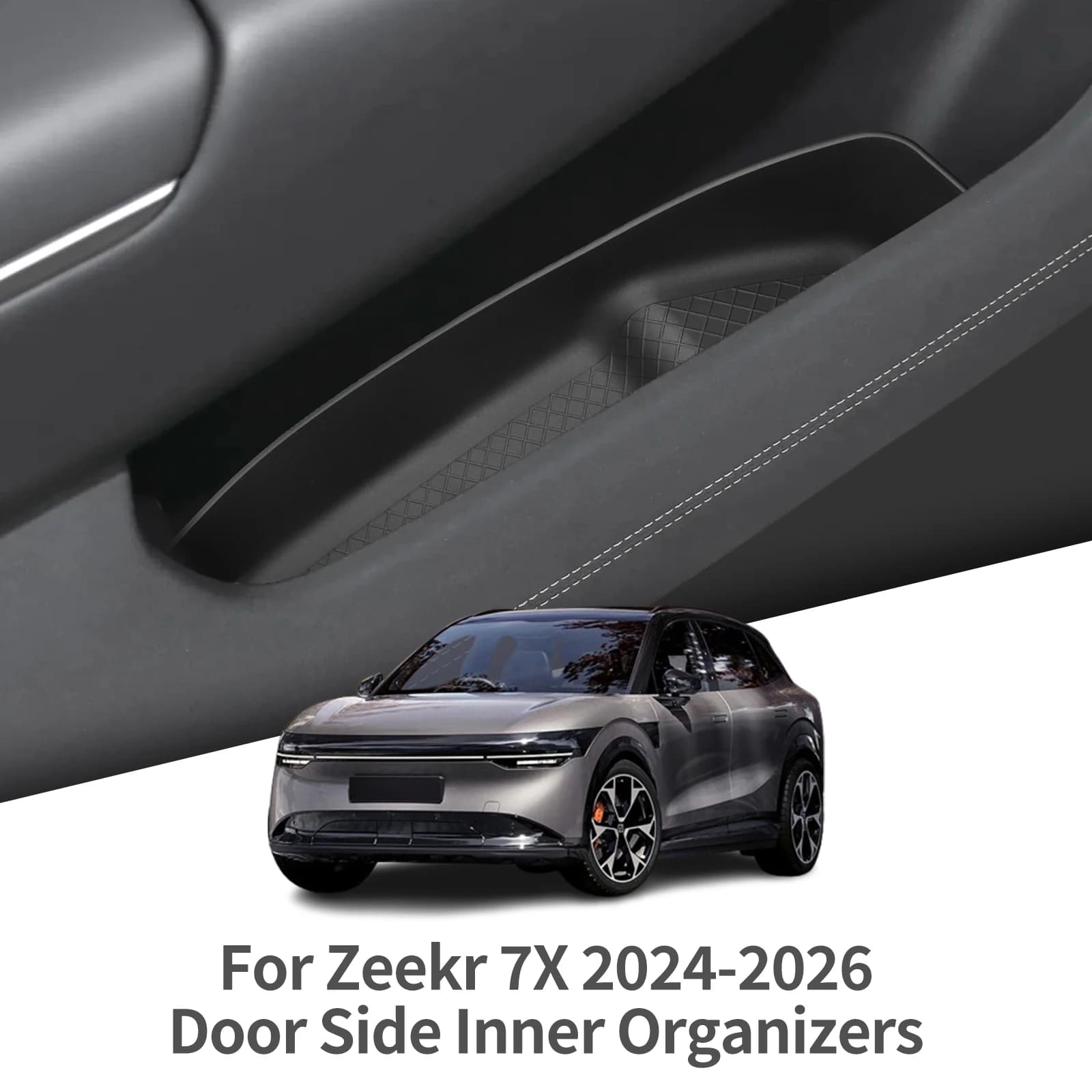 Smabee per Zeekr 7X 2024-2026: Scatola portaoggetti laterale per portiera in TPE, organizer per maniglia anteriore e posteriore, accessori auto per l'organizzazione, 4 pezzi