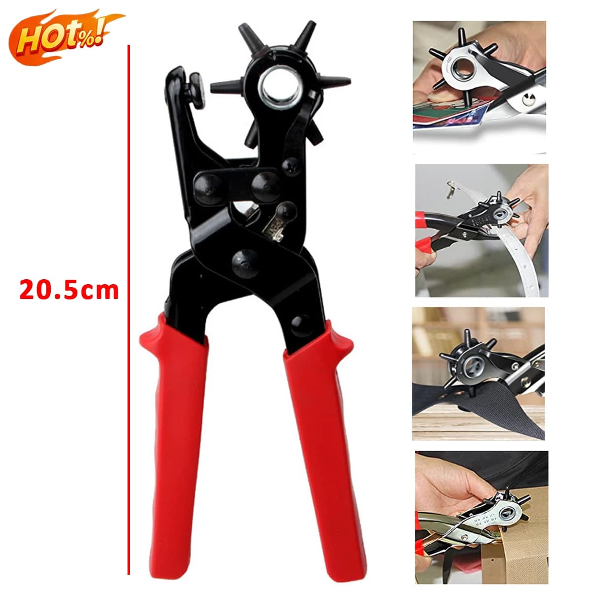 Utensili per Forare la Pelle, Perforatore Multifunzione per Cinture, Cinturini per Orologi, Collari per Cani, Selle, Scarpe, Tessuti, Fai da Te e Artigianato Domestico