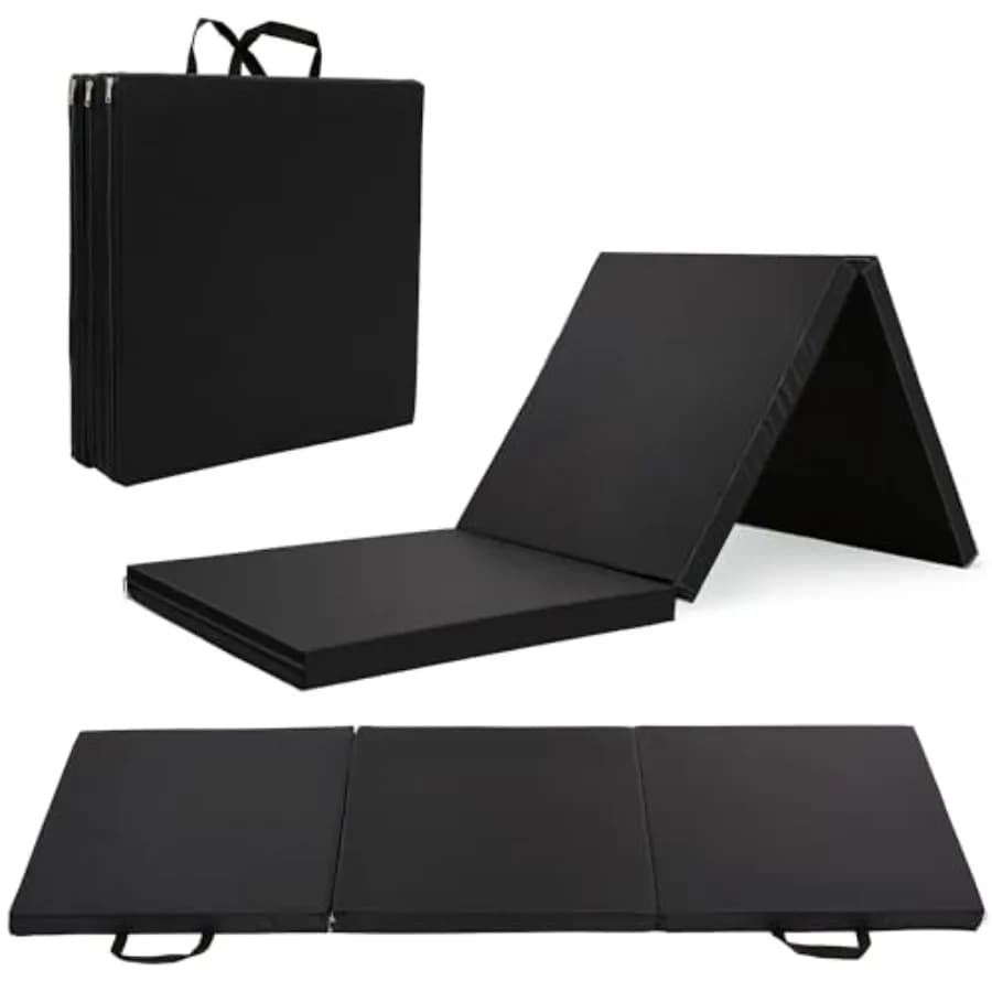 Tappetini Pieghevoli a Tre Sezioni per Esercizi, Extra Spessi, Durevoli, Antiscivolo, Resistenti all'Acqua, Imbottiti per Palestra Domestica, Yoga, MMA, Ginnastica