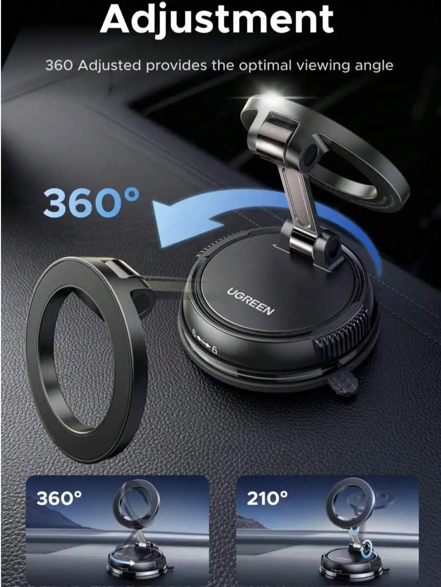 Supporto Magnetico Pieghevole per Telefono da Auto con Rotazione a 360° ° Rotazione e aspirazione a vuoto per dispositivi iPhone