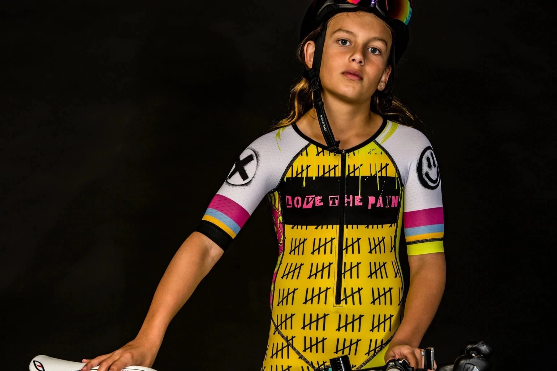 Love The Pain Child Short Sleeve Speed Suit Outdoor Practice Training Triathlon Race Kids Clothing Cycling Clothing Jumpsuit