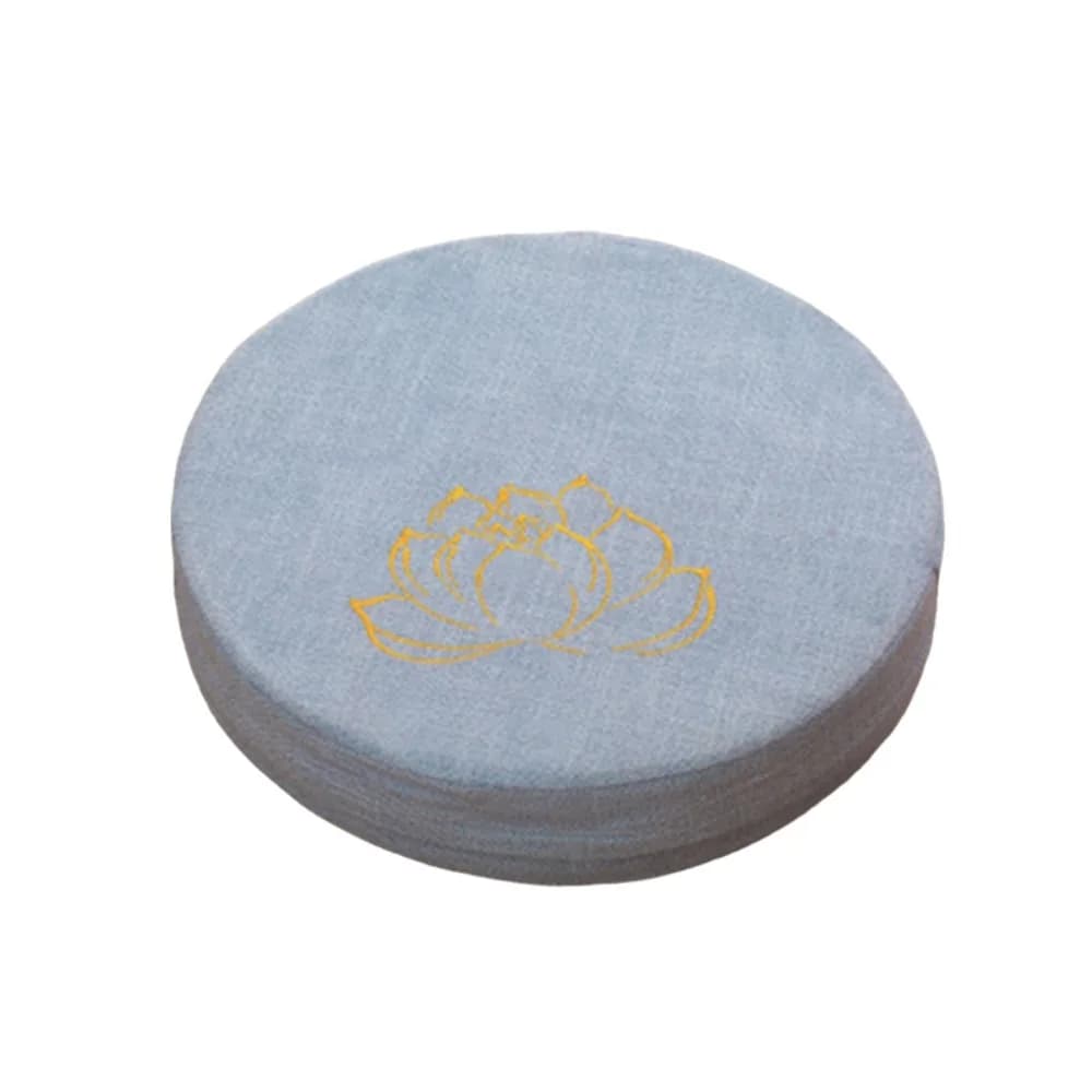 Japanese style yoga meditation cushion, Tatami mat removable with embroidered lotus, washable round back cushion, living room