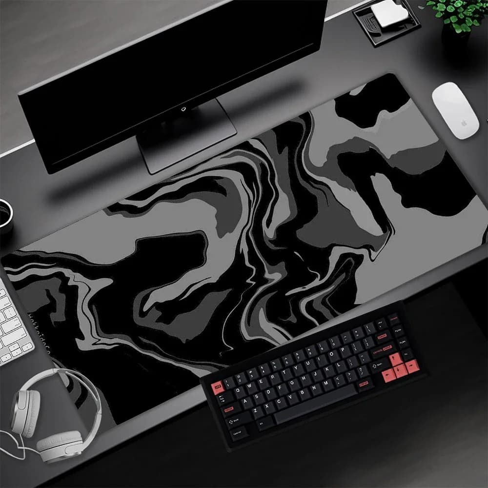 Linea Tappetino per mouse liquido Accessori da gioco Tappetino da tavolo topografico Tappeto nero in marmo Grigio 100x50 cm Tappetino per mouse per PC personalizzato Tappetino da scrivania