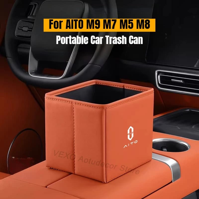 Cestino Pieghevole per Auto AITO M9 M7 M5 M8 in Pelle PU, Organizzatore Multifunzionale per Rifiuti e Portaombrelli, Accessorio Interno