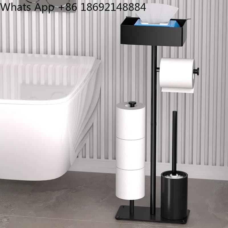 Portarotolo per carta igienica in acciaio inossidabile, porta rotolo verticale da pavimento a soffitto, porta carta igienica da bagno senza foratura