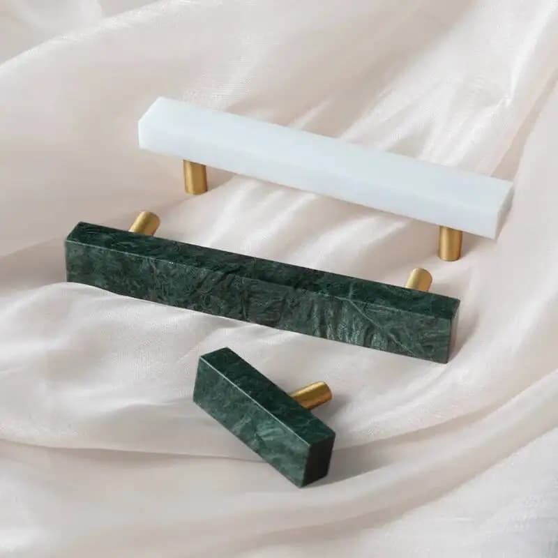 Maniglie per mobili in ottone e marmo Maniglie moderne bianche verdi rotonde per armadi, guardaroba, cassettiere, cassettiere, armadietti, cucina