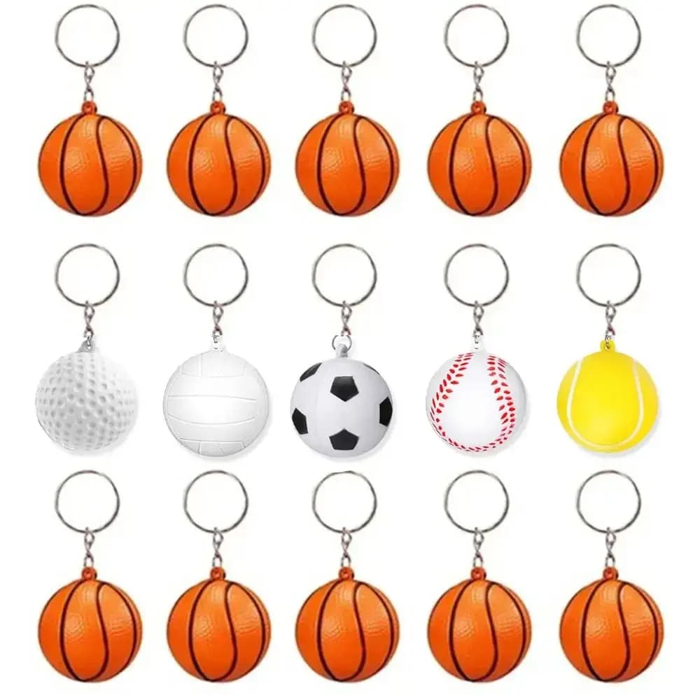 PU Leather Basketball Ball Keychains Football Golf Simulation Soccer Keychain Creative Funny Football Pendant Birthday Gifts