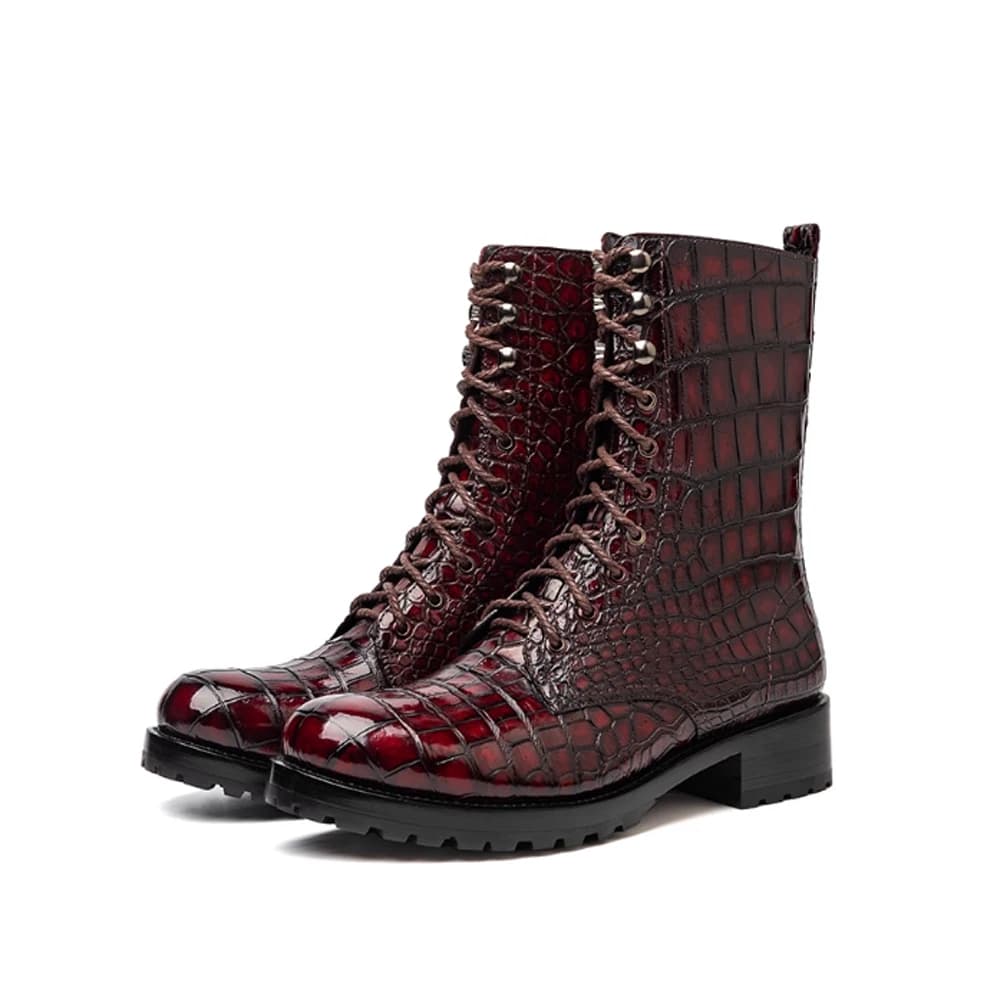 KEXIMA scarpe da donna in coccodrillo stivali da donna colore pennello