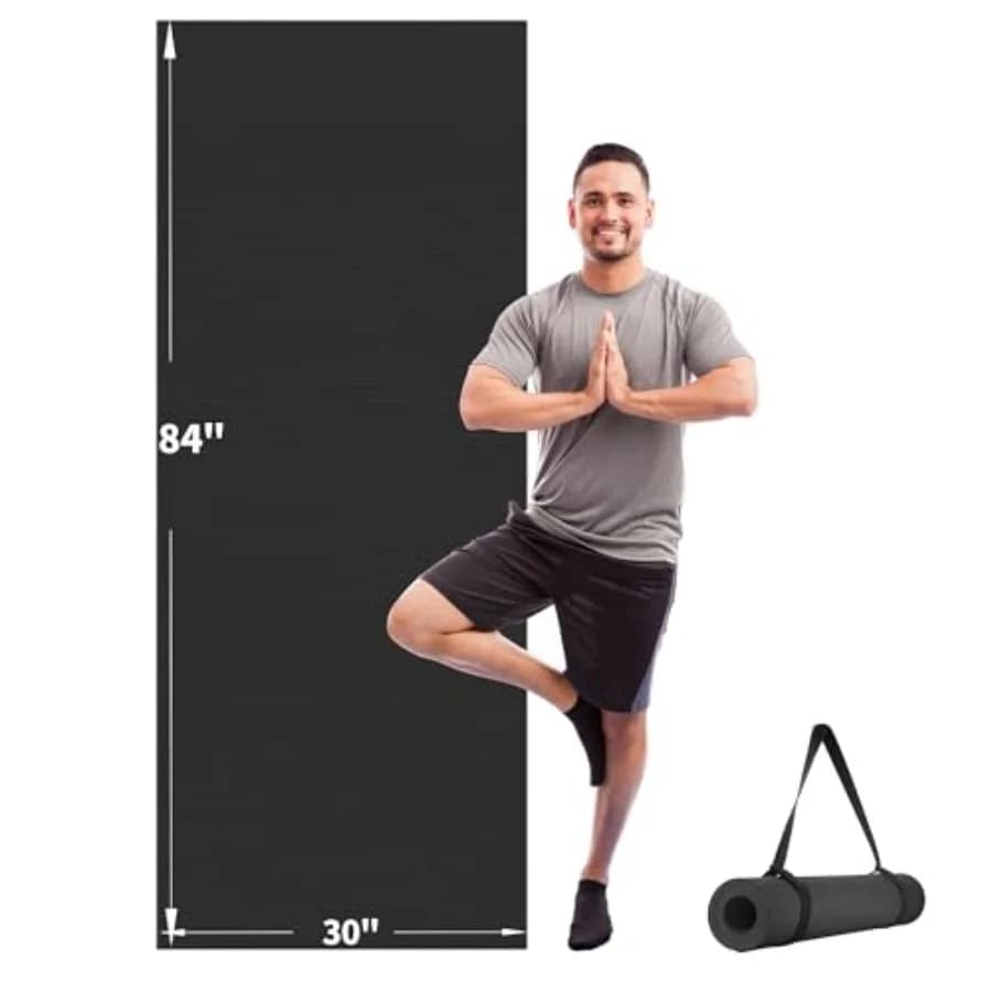 Tappetino Yoga Extra Lungo e Largo per Donne e Uomini 72x48 84x30, Tappetino Antiscivolo per Esercizi in Grigio, per Yoga, Pilates, Fitness e Allenamenti a Piedi Nudi