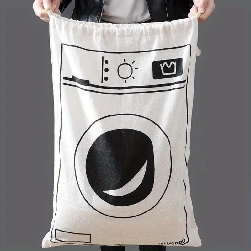 Canvas linen bag | Foldable holder with coulisse for clothes/trapunte, travel/house/dormitory organizer and reusable