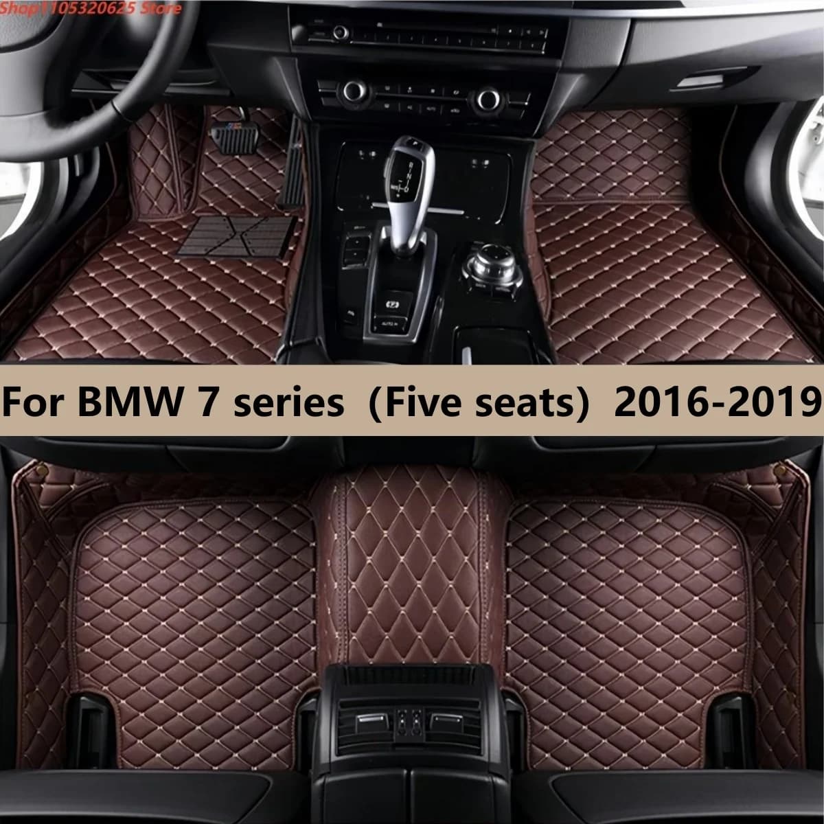 Tappetini per auto adatti per BMW serie 7 (cinque posti) 2016 2017 2018 2019 Accessori interni Dettagli interni Pelle artificiale